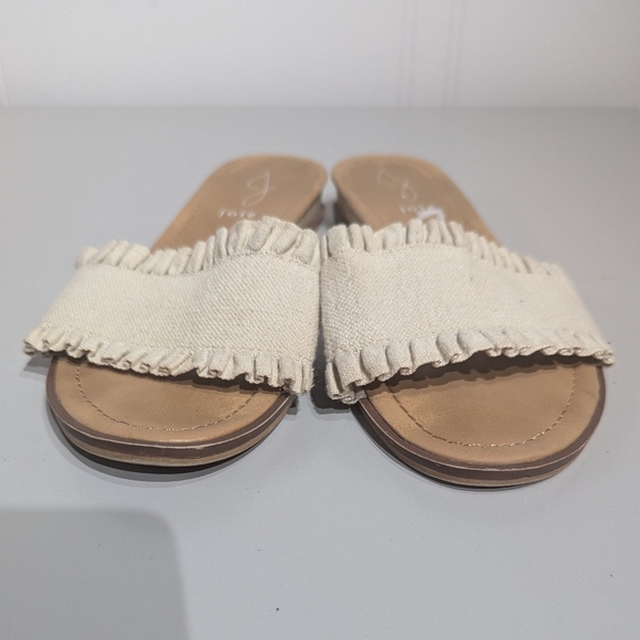 Joie Ruffle Eidel Tan Beige Neutral Slide/Sandals size 7 - Picture 2 of 10
